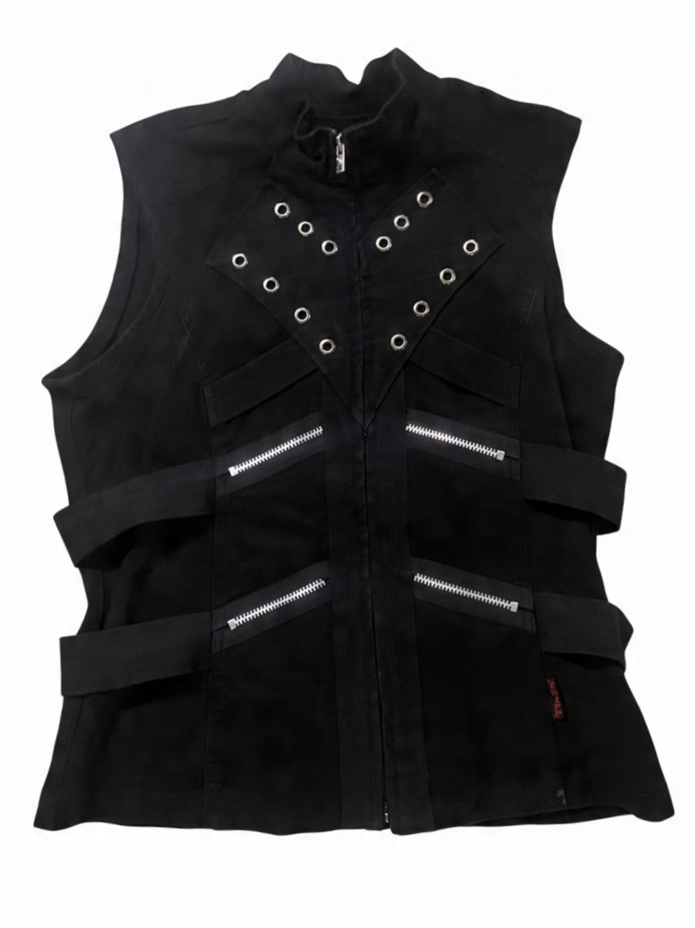 Tripp NYC Black Sleeveless Grommet Zip Vest
